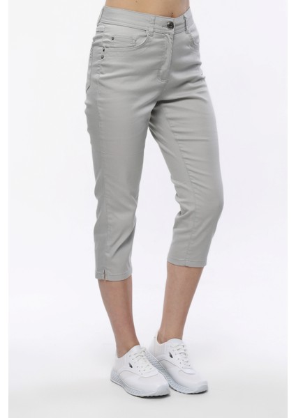 Yüksek Bel Klasik Likralı Keten Büyük Beden Kapri fırsatları