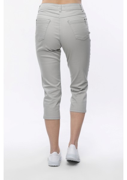 Yüksek Bel Klasik Likralı Keten Büyük Beden Kapri indirimleri