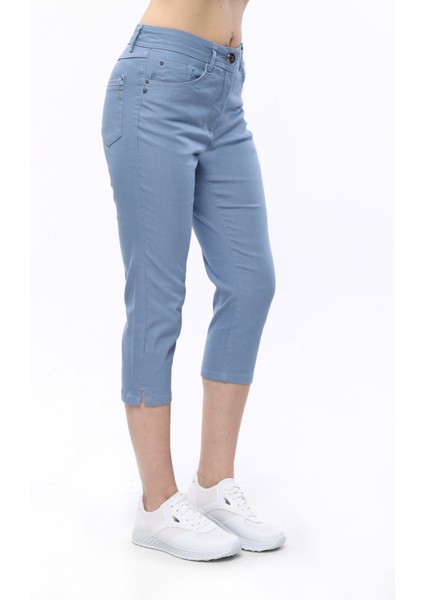 Yüksek Bel Klasik Likralı Keten Büyük Beden Kapri fiyatları