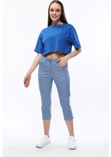 Yüksek Bel Klasik Likralı Keten Büyük Beden Kapri modelleri