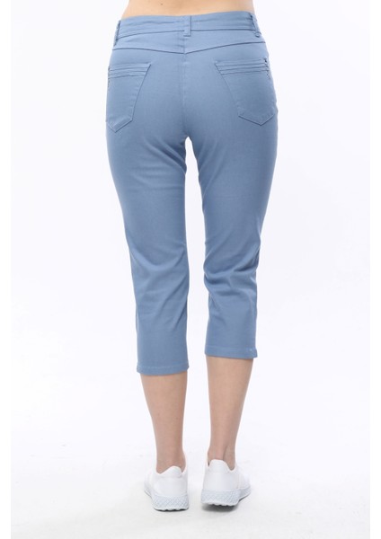 Yüksek Bel Klasik Likralı Keten Büyük Beden Kapri indirimleri