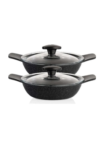 2 Li Kapaklı Güveç Set 20,22 Cm Gri