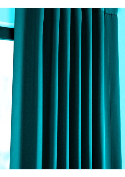 Taç Petrol Mavisi Karartma Blackout Fon Perde, 1/2 Seyrek Pile, Tek Kanat, 50 x 240 cm