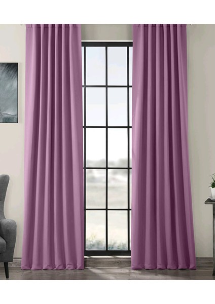 Taç Açık Mürdüm Karartma Blackout Fon Perde, 1/2 Seyrek Pile, Tek Kanat, 50 x 270 cm