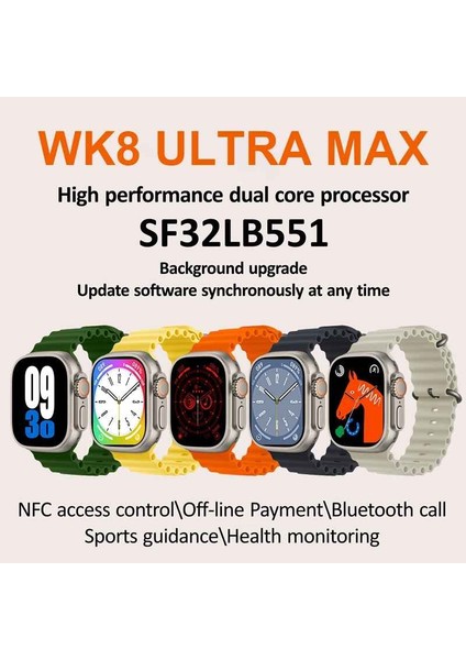 Watch 8 Ultra Series Wk8 Ultra Max Amoled Ekran 49MM/KORDON Kilitli/pusula/gps/nfc/aı Asistan Özellikli Akıllı Saat