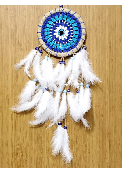 Nazar Boncuğu Desenli Dream Catcher El Yapımı Kuş Tüylü Rüya Kapanı Duvar Süsü modelleri