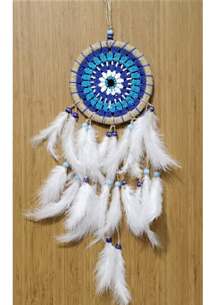 Nazar Boncuğu Desenli Dream Catcher El Yapımı Kuş Tüylü Rüya Kapanı Duvar Süsü fırsatları