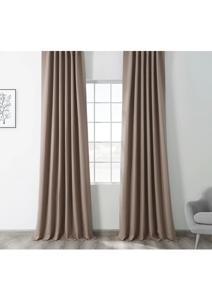 Taç Sütlü Kahve Karartma Blackout Fon Perde, 1/2 Seyrek Pile, Tek Kanat, 50 x 240 cm