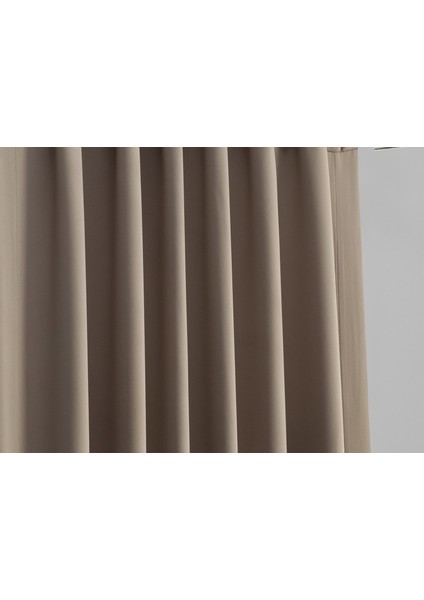 Taç Sütlü Kahve Karartma Blackout Fon Perde, 1/3 Sık Pile, Tek Kanat, 50 x 240 cm