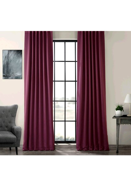 Taç Mürdüm Karartma Blackout Fon Perde, 1/2,5 Normal Pile, Tek Kanat, 100 x 240 cm