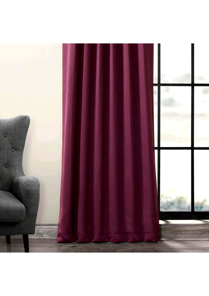 Taç Mürdüm Karartma Blackout Fon Perde, 1/2,5 Normal Pile, Tek Kanat, 50 x 250 cm