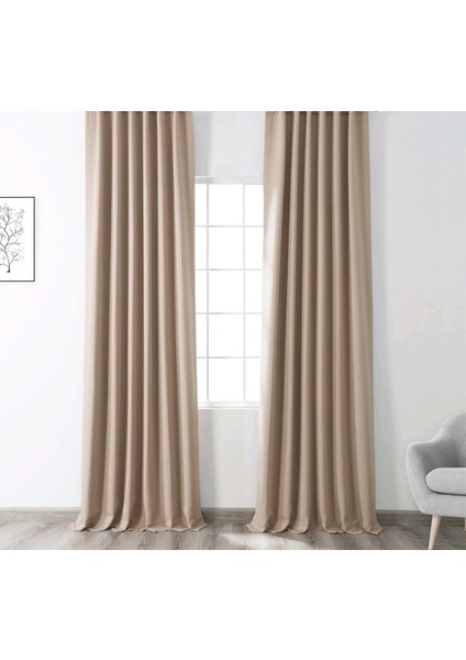 Taç Koyu Taş Karartma Blackout Fon Perde, 1/3 Sık Pile, Tek Kanat, 50 x 260 cm
