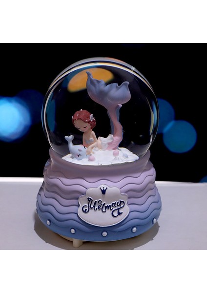 Deniz Kızı Temalı Orta Boy Işıklı Kar Küresi ve Müzik Kutusu modelleri