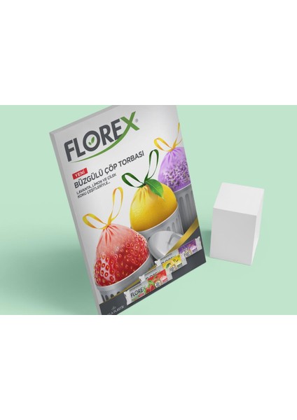 40 Litre Büzgülü Çilek Kokulu Çöp Torbası Poşeti 55 x 60 cm 10 Adetlik 5 Rulo