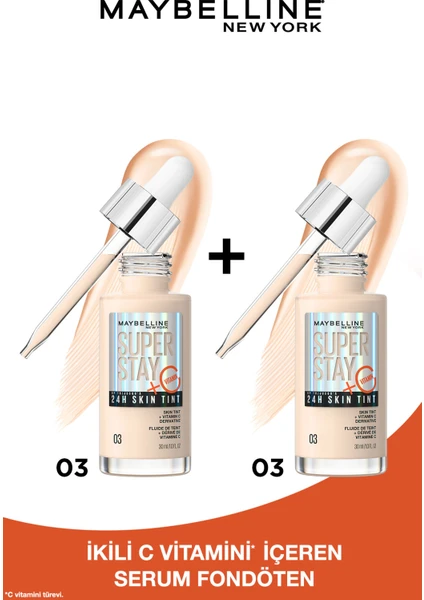 Maybelline New York 2'li Super Stay Skin Tint Fondöten - 03 Seti