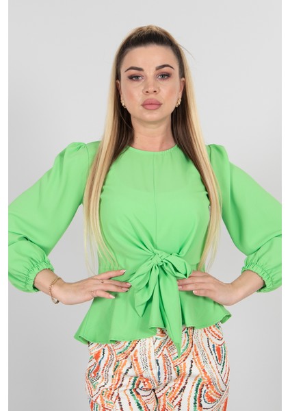 Elma Yeşili Beli Bağlama Detaylı Bluz 0806546.492