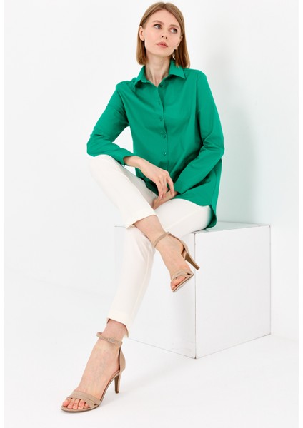 Kadın Koton Uzun Gömlek Yeşil fiyatları