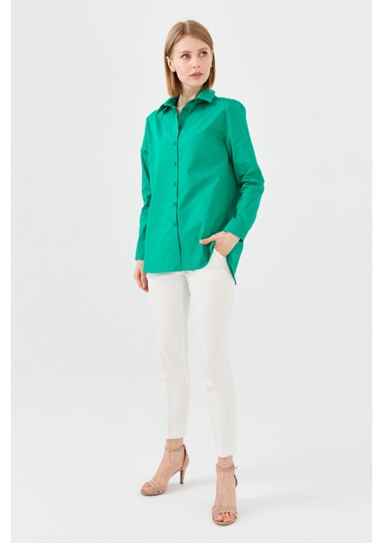 Kadın Koton Uzun Gömlek Yeşil fırsatları