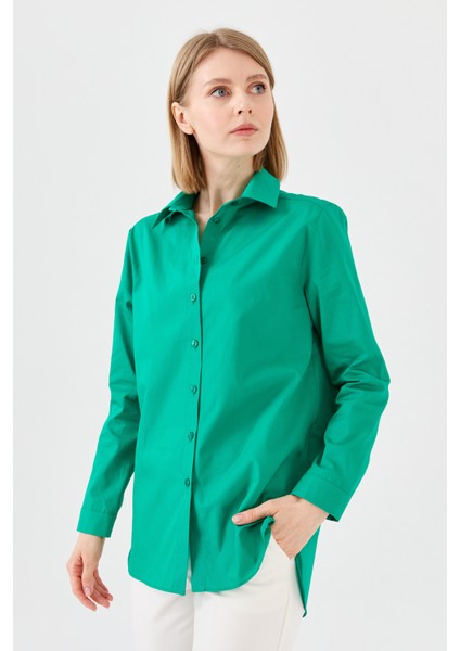 Kadın Koton Uzun Gömlek Yeşil indirimleri