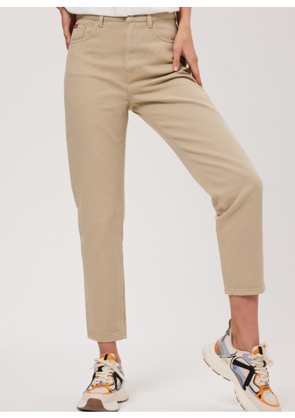 Yüksek Bel Dar Paça Mom Fit Kadın Denim Pantolon 232 Lcf 221001 Marlyn Pudra fiyatları
