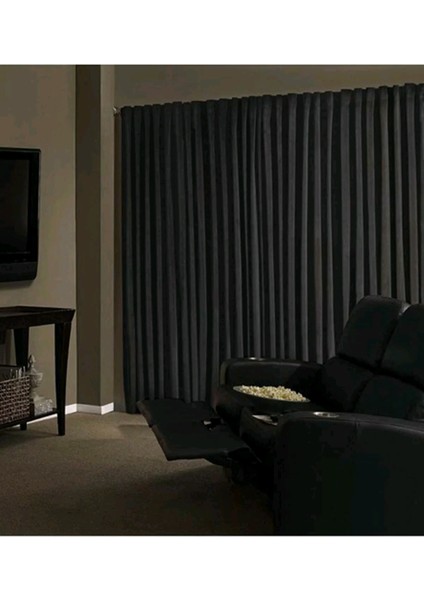 Siyah Karartma Blackout Fon Perde, 1/3 Sık Pile, Tek Kanat, 70 x 260 cm