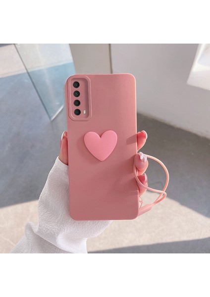 Huawei P Smart 2021 Kılıf Zebana Kalpli Love Kılıf Rose Gold