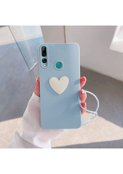 Huawei Y9 Prime 2019 Kılıf Zebana Kalpli Love Kılıf Açık Mavi