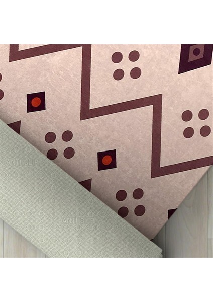 Şık Tasarımlı Kilim Desenli Halı Kaymaz Taban Makinada Yıkanabilir Iskandinav Tarzı Bej Kırmızı Renkli fiyatları