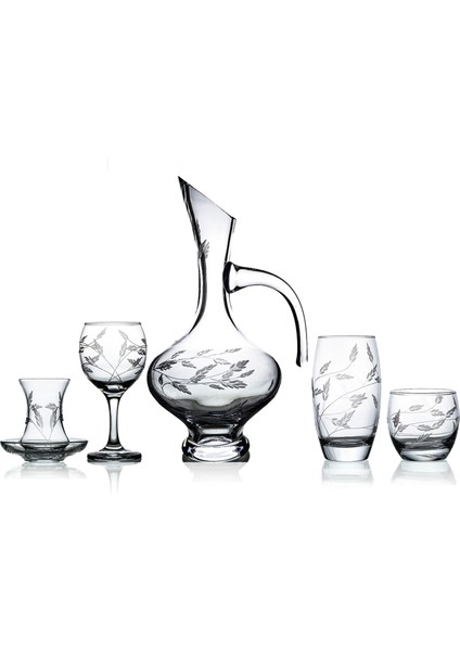 Pudgy 61 Parça 12 Kişilik Bardak Çeyiz Seti Bosna Karaflı Sürgün Desenli