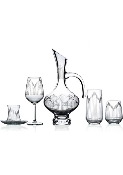 Kazaan 61 Parça 12 Kişilik Bardak Çeyiz Seti Bosna Karaflı Vega Desenli