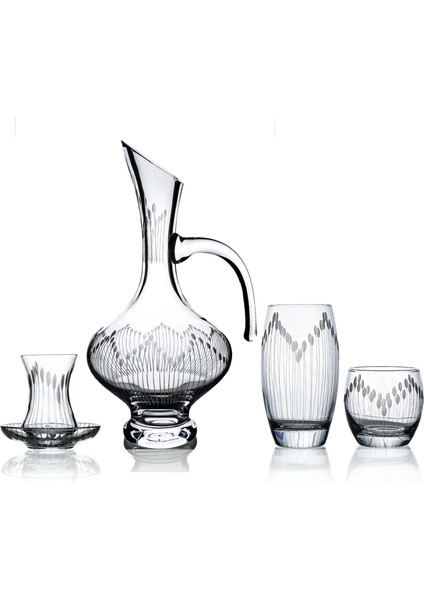 Pudgy 49 Parça 12 Kişilik Bardak Çeyiz Seti Bosna Karaflı Vega Desenli