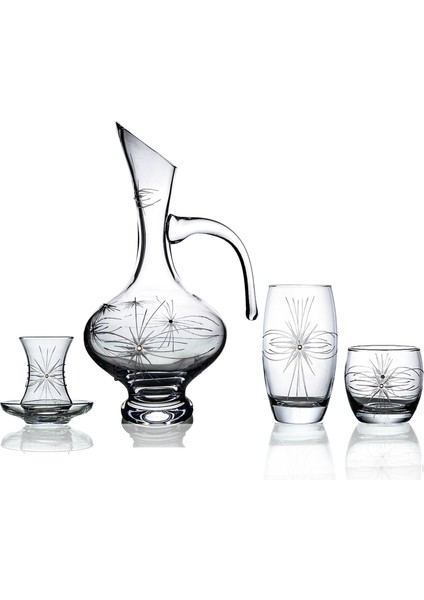 Pudgy 49 Parça 12 Kişilik Bardak Çeyiz Seti Bosna Karaflı Mira Desenli