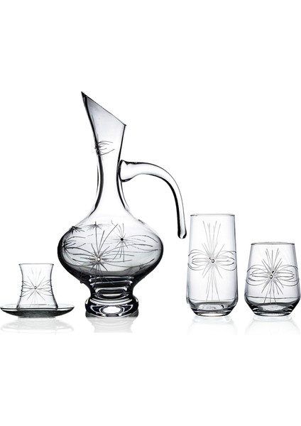 Kazaan 49 Parça 12 Kişilik Bardak Çeyiz Seti Bosna Karaflı Mira Desenli