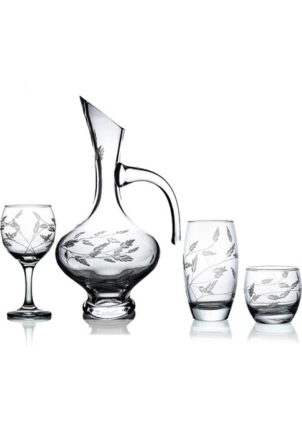 Pudgy 19 Parça 6 Kişilik Bardak Çeyiz Seti Bosna Karaflı Sürgün Desenli