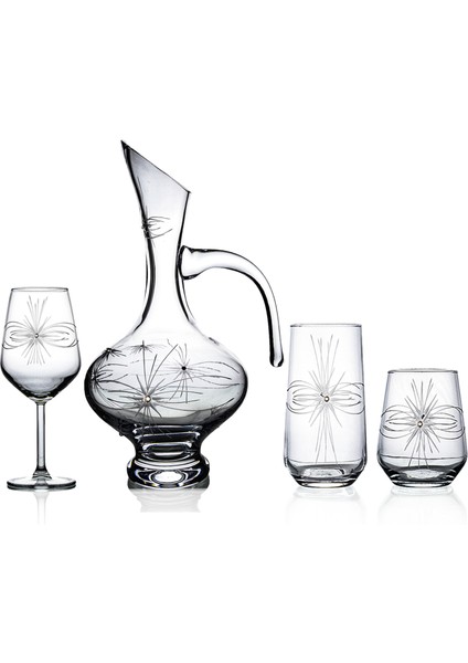 Kazaan 19 Parça 6 Kişilik Bardak Çeyiz Seti Bosna Karaflı Mira Desenli