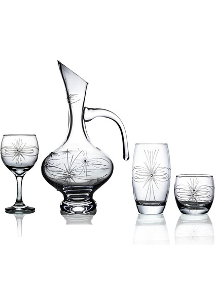 Pudgy 19 Parça 6 Kişilik Bardak Çeyiz Seti Bosna Karaflı Mira Desenli