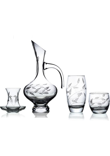 Pudgy 25 Parça 6 Kişilik Bardak Çeyiz Seti Bosna Karaflı Sürgün Desenli