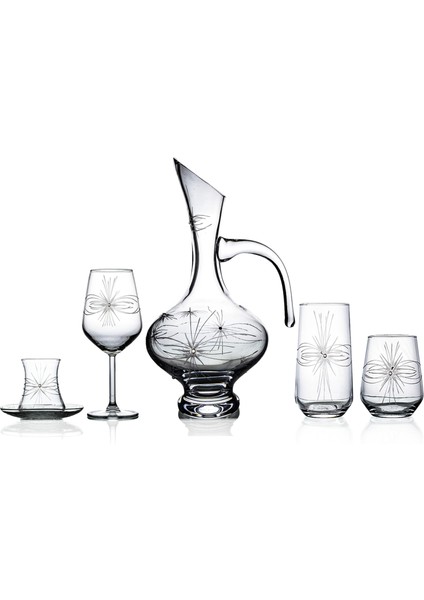 Kazaan 31 Parça 6 Kişilik Bardak Çeyiz Seti Bosna Karaflı Mira Desenli