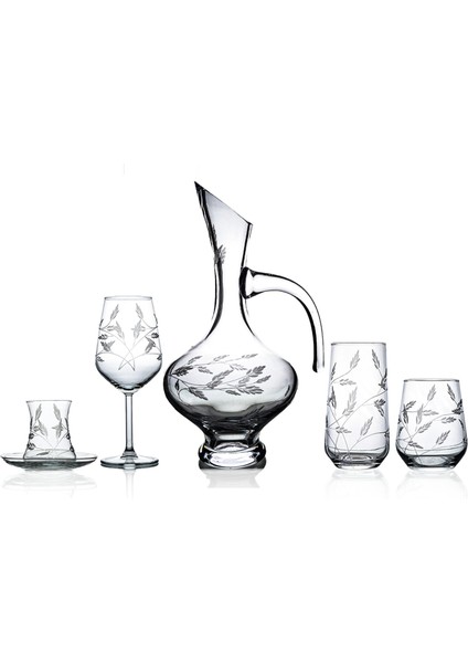 Kazaan 31 Parça 6 Kişilik Bardak Çeyiz Seti Bosna Karaflı Sürgün Desenli