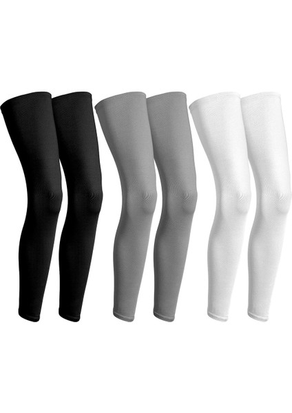 3 Çift Tam Sıkıştırmalı Bacak Kolluğu Uv Koruması Doğa Sporları Bisiklet, 3 Renk, M (Yurt Dışından)