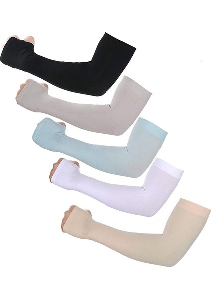 5 Çift Atletik El Kılıfı Soğutma Uv Korumalı Kol Kılıfları, 5 Renk (Yurt Dışından)