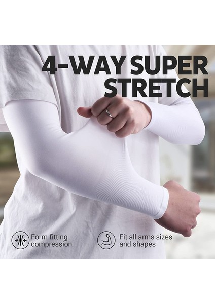 6 Çift - Erkekler ve Kadınlar Için Uv Güneş Korumalı Kol Kolluğu - Spor Sıkıştırma Soğutma Kolluğu - Beyaz (Yurt Dışından) fırsatları