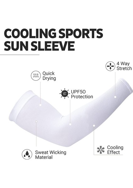 6 Çift - Erkekler ve Kadınlar Için Uv Güneş Korumalı Kol Kolluğu - Spor Sıkıştırma Soğutma Kolluğu - Beyaz (Yurt Dışından) indirimleri
