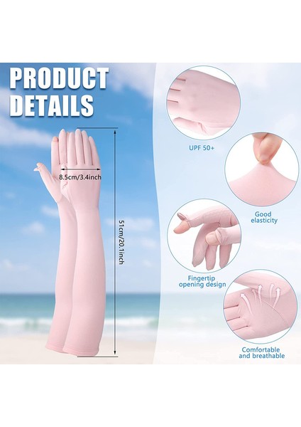 2 Çift Uzun Güneş Eldiveni Kadın Güneş Kremi Kaymaz Açık Hava Sporları Için Tam Parmak, Pembe+Gri (Yurt Dışından) modelleri