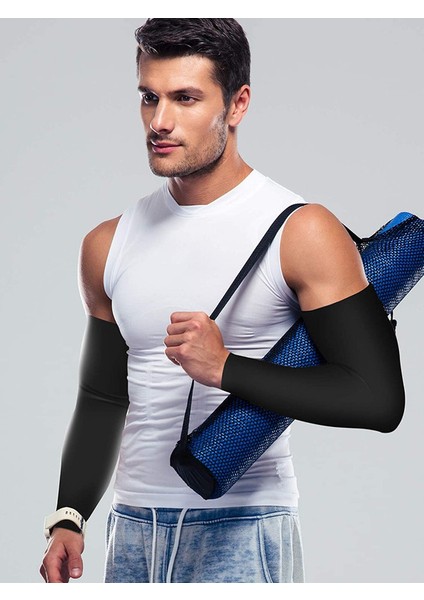 12 Çift Unisex Uv Korumalı Kol Kolları Uzun Soğutma Buz Ipek Kol Örtüsü Kolları (Siyah) (Yurt Dışından) modelleri