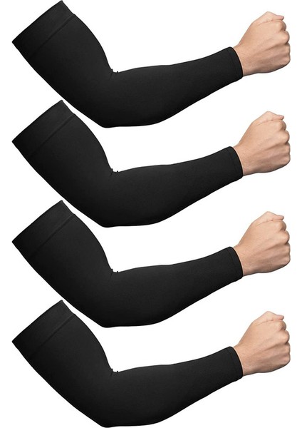 Erkekler ve Kadınlar Için 4 Çift Kol Kolluğu Uv Güneş Koruma Kolları, Siyah, Büyük Beden (Yurt Dışından)