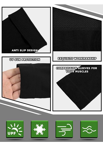 Erkekler ve Kadınlar Için 4 Çift Kol Kolluğu Uv Güneş Koruma Kolları, Siyah, Büyük Beden (Yurt Dışından) indirimleri