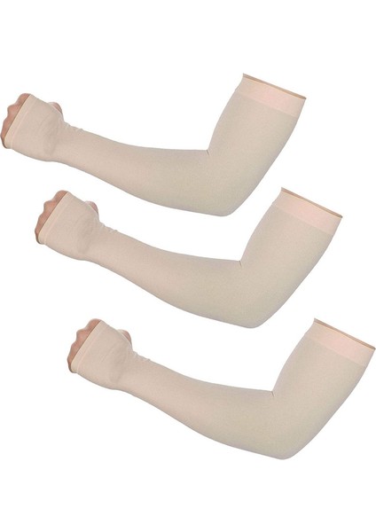 3 Çift Atletik El Kılıfı Soğutma Uv Korumalı Kol Kılıfı (Bej) (Yurt Dışından)