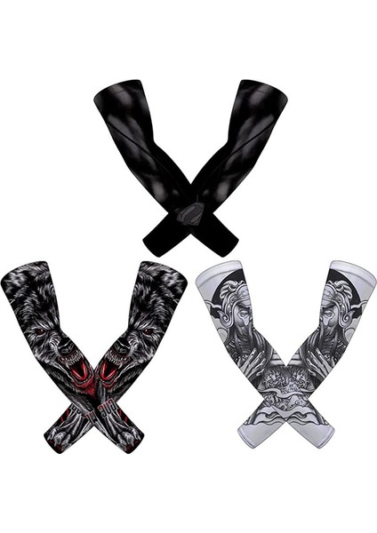 3 Çift, Uv Güneş Korumalı Kol Kolluğu, Unisex Upf 50 Dövme Kapağı Için Spor, L (Yurt Dışından)