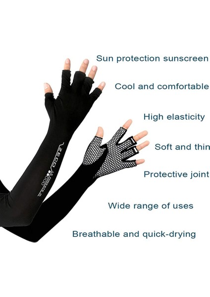 2 Çift Uv Korumalı Eldivenli Kol Kovanı Bisiklet Buz Kol Kovanı Parmaksız, Siyah (Yurt Dışından) fiyatları